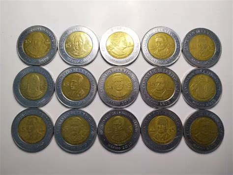 15 Monedas De 5 Pesos Bimetálicas Del Bicentenario Cuotas sin interés