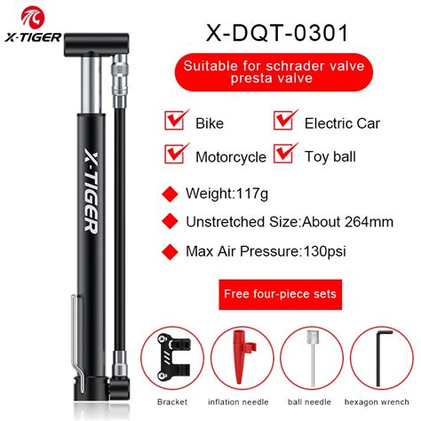 X Tiger Bicycle Pump Bike Inflator Portable Aluminum Mtb Bicycle Air