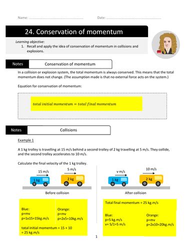 Conservation Of Momentum Gcse Physics Teaching Resources