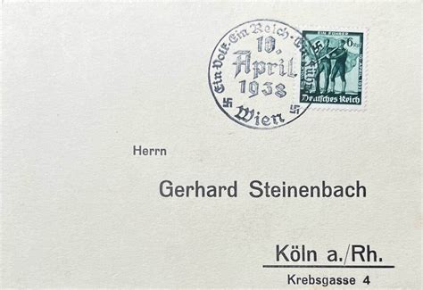 Drittes Reich Deutschland Postkarte Mit Briefmarke Wien April