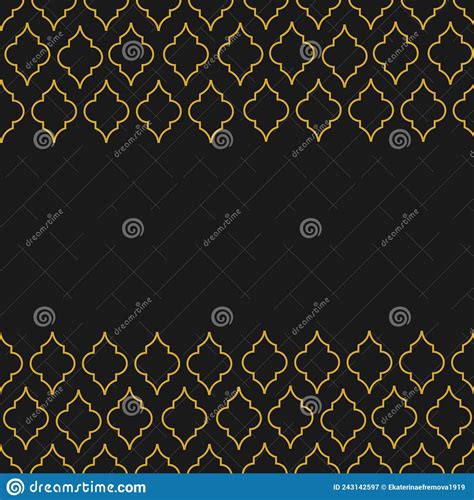 Gold Arabic Pattern Ornament on Black Background Stock Vector ...