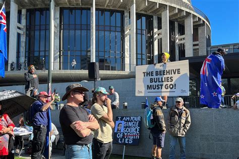 Anti Government Protesters Gather Outside New Zealands Parliament