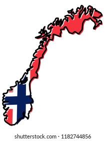 Simplified Map Norway Outline Slightly Bent เวกเตอรสตอก ปลอดคา