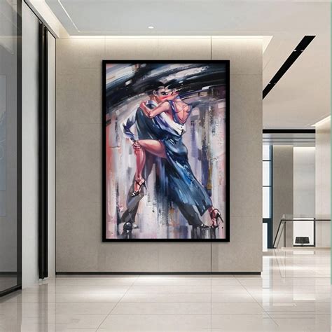 Canvas Home Decor, Large Canvas, Dancing Couple Painting Print, Music Room Art, Tango Couple ...