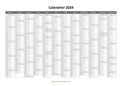 Calendrier 2024 à Imprimer Gratuit