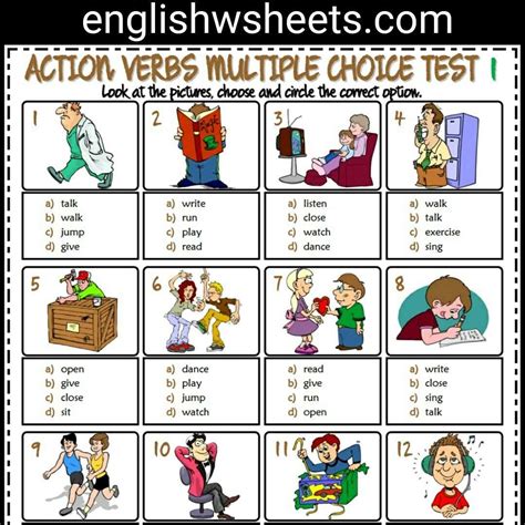 Key Answers For Action Verbs In Lesson 5