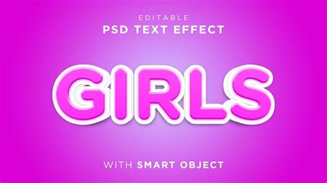 Premium PSD Girls 3d Editable Text Effects Style