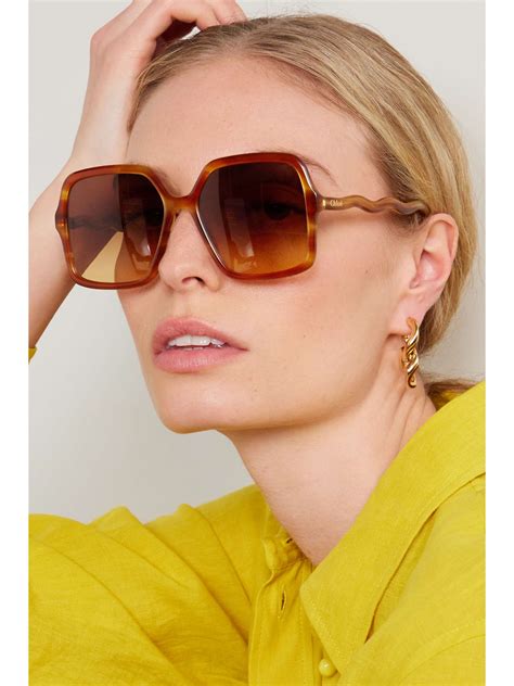 ChloÉ Eyewear Zelie Oversized Square Frame Tortoiseshell Acetate Sunglasses Net A Porter