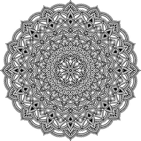 Mandala Pattern Black And White Doodles Sketch Stock Illustration