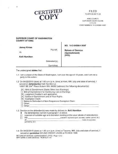 Affidavit And Answer Of Garnishee Form Aoc Affidavitform Net