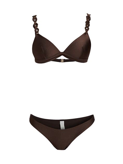 Zimmermann August Triangle Piece Bikini Set Chocolate Editorialist
