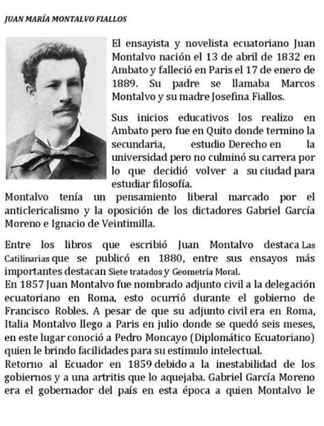 Biografía corta de Juan Montalvo porfa Brainly lat