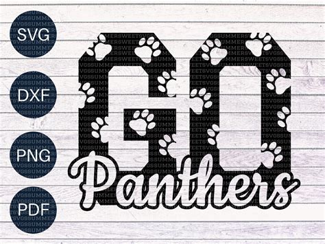 Panthers Svg Panther Paw Print Svg Go Panthers Svg Etsy