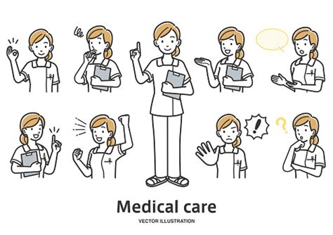 Variation Illustration Set Of Female Nurse Facial Expressions And ...