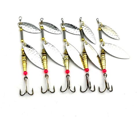 Hengjia Pcs Fishing Metal Spoons Lures Treble Hook Tackle Spinner Bait