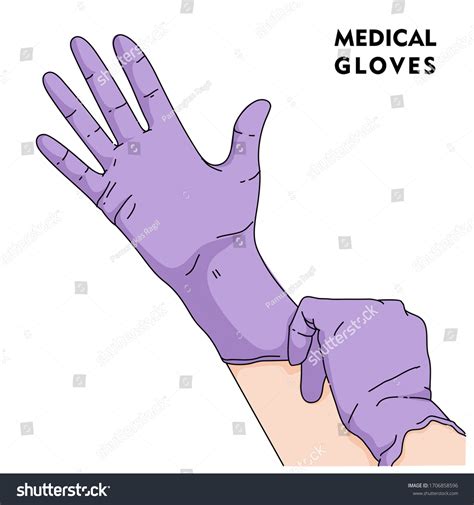 Hands Medical Purple Gloves Cartoon Vector Stock Vector (Royalty Free ...