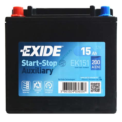 EXIDE START STOP AUXILIARY EK151 15Ah 200A L Akumulator wspomagający