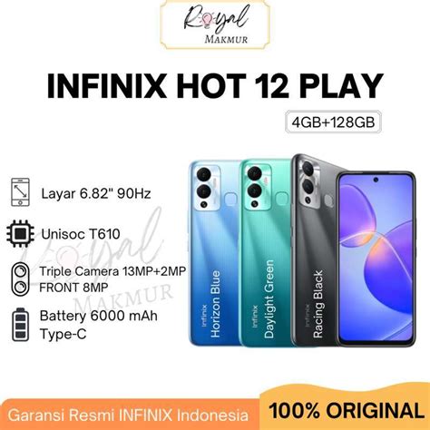 Jual Infinix Hot 12 Play 4 128GB Garansi Resmi Di Seller Royal Makmur Official Store