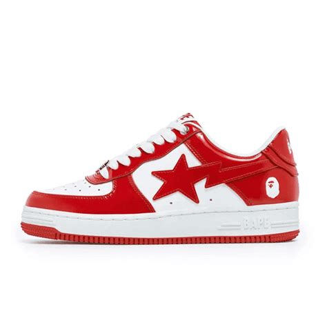 A Bathing Ape Bape Sta Patent Leather White Red 2023