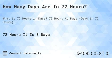 How Many Days Are In 72 Hours? - Calculatio