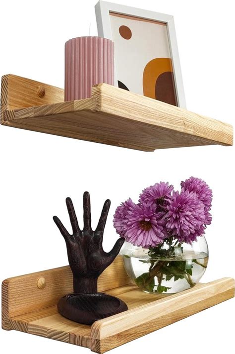 Set Van Zwevende Wandplanken Rustieke Houten Planken Met Lip