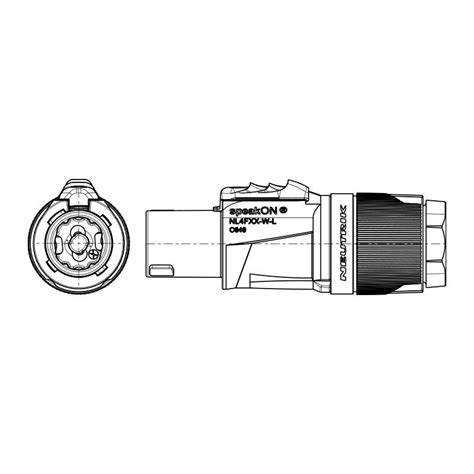 speaKON aereo 4 polos NL4FXX-W-L Neutrik para cables de 10 mm a 16 mm