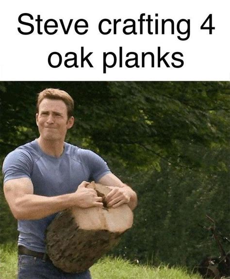 Steve crafting 4 oak planks | Steve Rogers Pulling a Stump Apart | Know ...