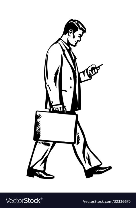 Young Businessman Walking With A Suitcase Vector Image