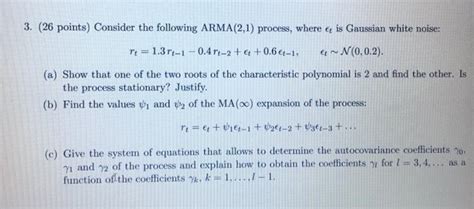 Solved Points Consider The Following Arma Chegg