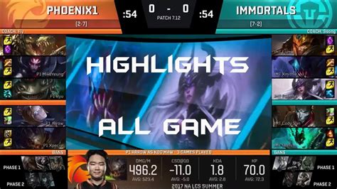 P Vs Imt Highlights Na Lcs Summer Phoenix Vs Immortals Youtube