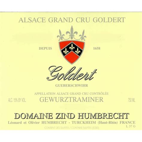 Gewurztraminer Goldert Grand Cru 2012 Zind Humbrecht Achat Au