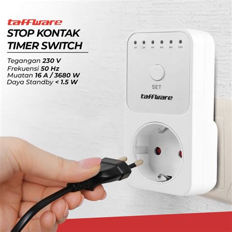 Taffware Stop Kontak Timer Switch Digital 6 Program EU Plug 16A 230V ...