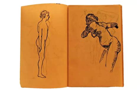 VINTAGE SKETCH NAKED Woman Nude Lady Painting Book Drawing Portfolio 18