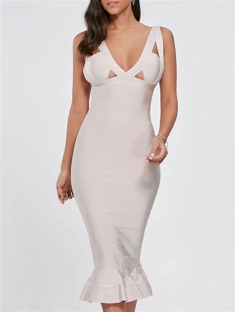 [76 Off] Maxi Mermaid Cut Out Bandage Dress Rosegal