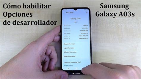 Cómo habilitar Opciones de desarrollador en Samsung Galaxy A03s YouTube