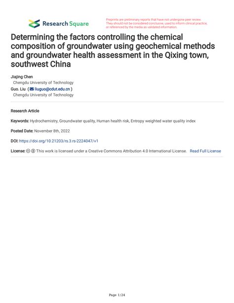 Pdf Determining The Factors Controlling The Chemical Composition Of