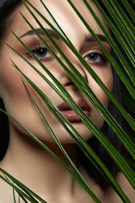 Beautiful Woman With Make Up Wild Woman In Jungle Stock Image Image