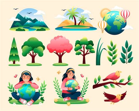 Premium Vector Earth Day Hand Drawn Set