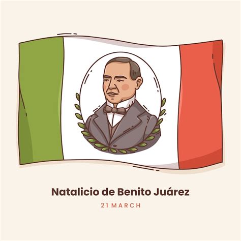 Ilustración dibujada a mano por natalicio de benito juarez Vector Gratis