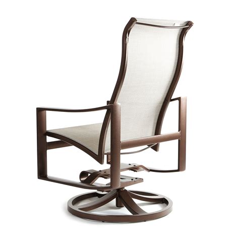 Kenzo Sling High Back Swivel Rocker Dining Chair By Tropitone Aluminum Swivel Rocker Dining