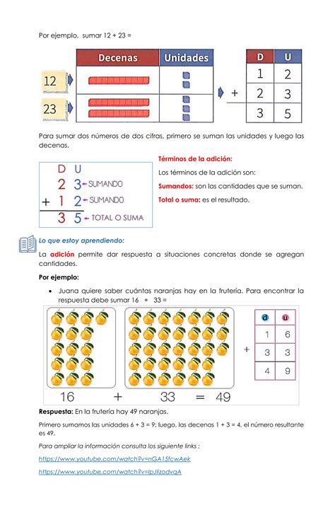 1° Matemáticas Guia 1 Adición Y Sustraccion Pdf