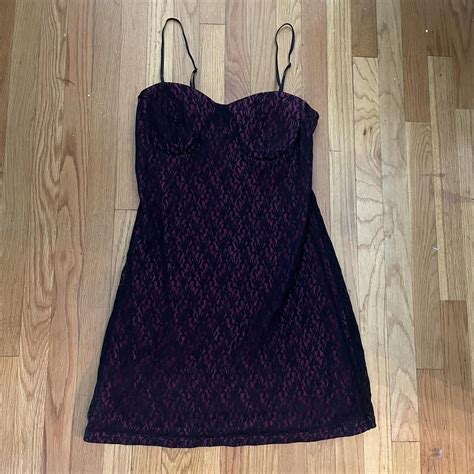 Vintage Pink And Black Lace Cocktail Mini Dress Fits Depop