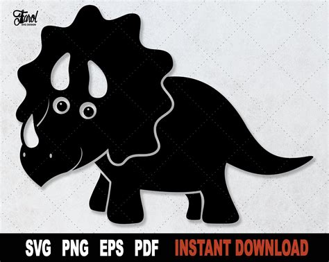 Dinosaur SVG Triceratops SVG Black Dinosaur SVG File for - Etsy