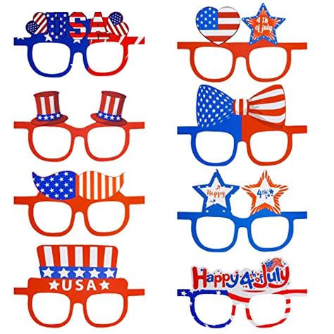 Miayon 16 Pairs 4th Of July Glasses Patriotic Party Eyewear Independence Day Photo Booth Props