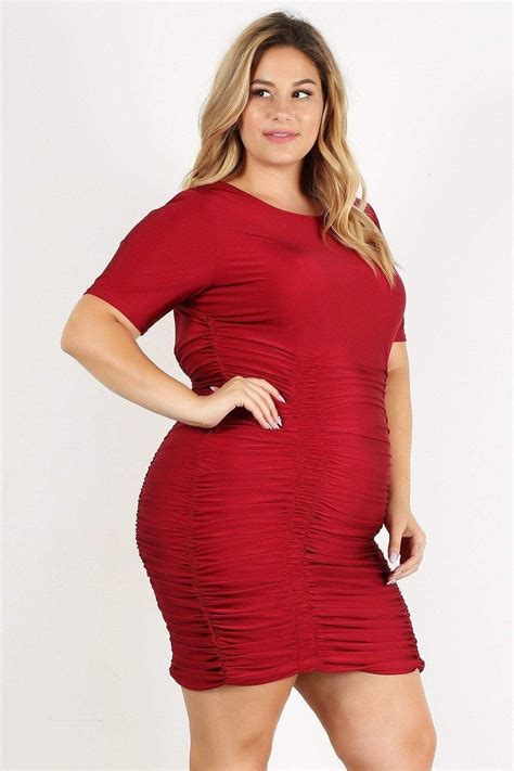 Plus Size Solid Bodycon Mini Dress Only Mini Dress Bodycon Mini