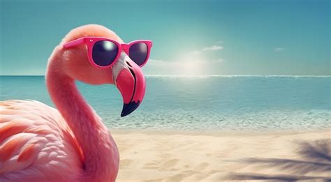 Premium AI Image Summer Concept Design Of Flamingo Bird Wearing