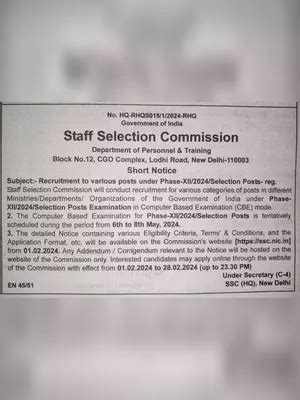 SSC Selection Post Phase 12 Notification 2024 PDF InstaPDF