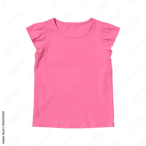 Girls pink cotton blank t-shirt template front view on a transparent ...