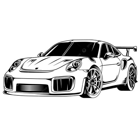 Porsche Car Black And White Vector Porsche Car Super Car Png And