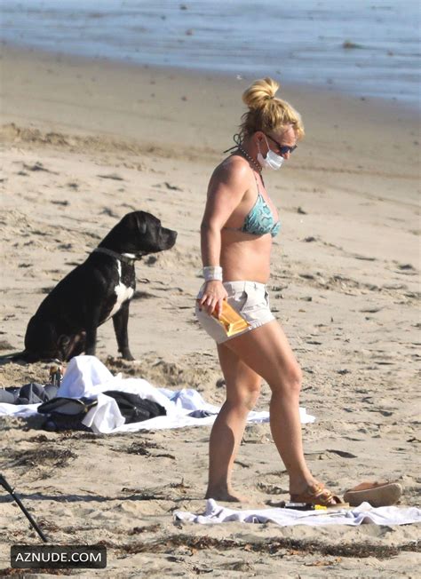 Britney Spears Sunbathes At The Beach In Malibu Piece Bikini Blazing Sunshine Aznude